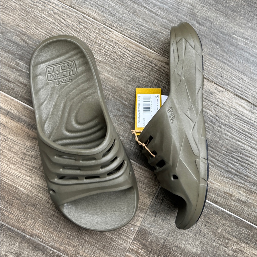 Brand new NWT Teva brown olive green women’s slides 9 - Picture 2 of 4